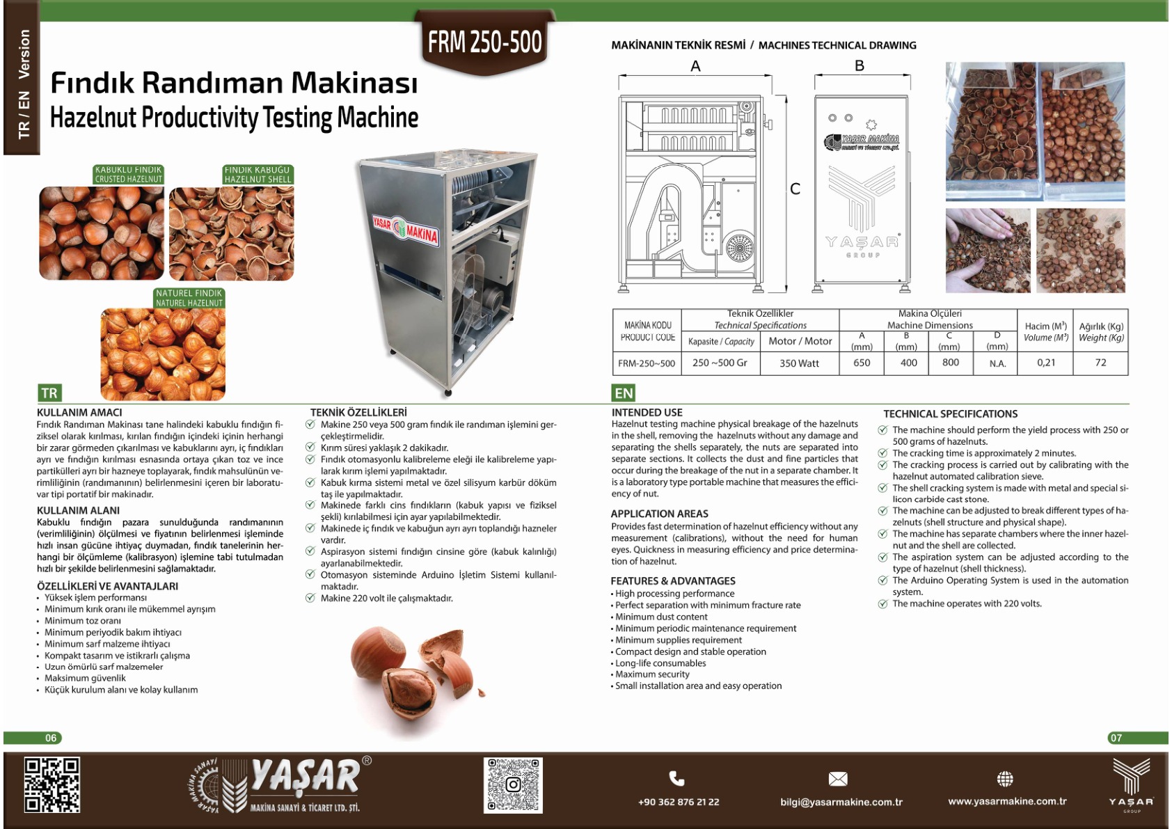 Fındık Randıman Makinesi katalog sayfası