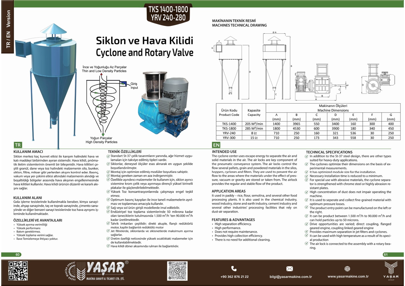 Siklon ve Hava Kilidi katalog sayfası