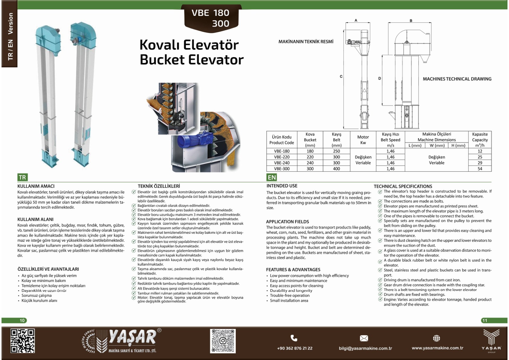 Kovalı Elevatör katalog sayfası