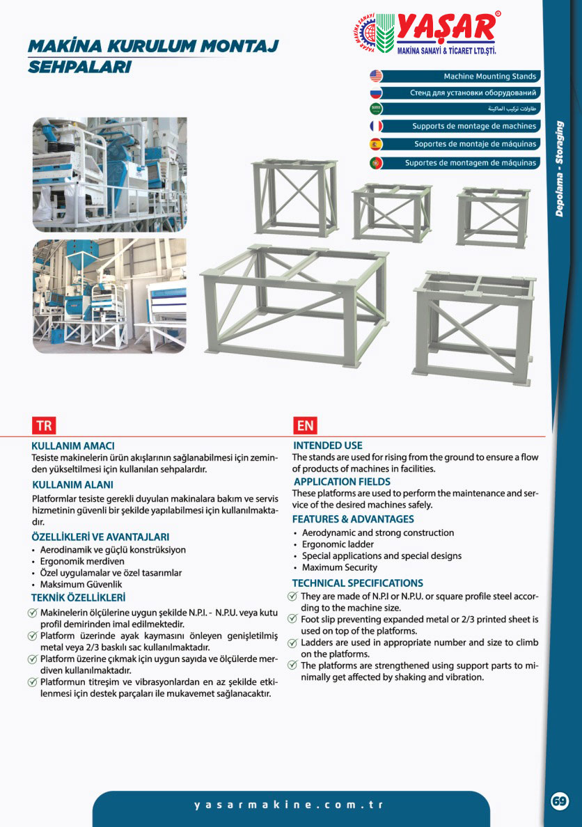 Makina Kurulum Montaj Sehpaları katalog sayfası