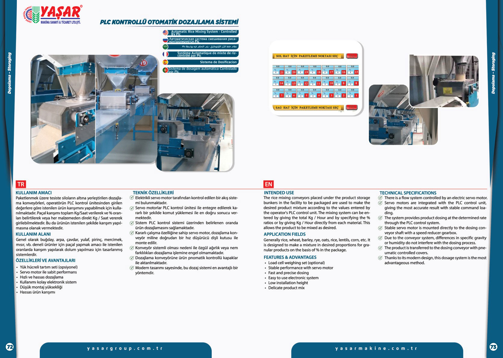 PLC Kontrollü Otomatik Dozajlama Sistemi katalog sayfası