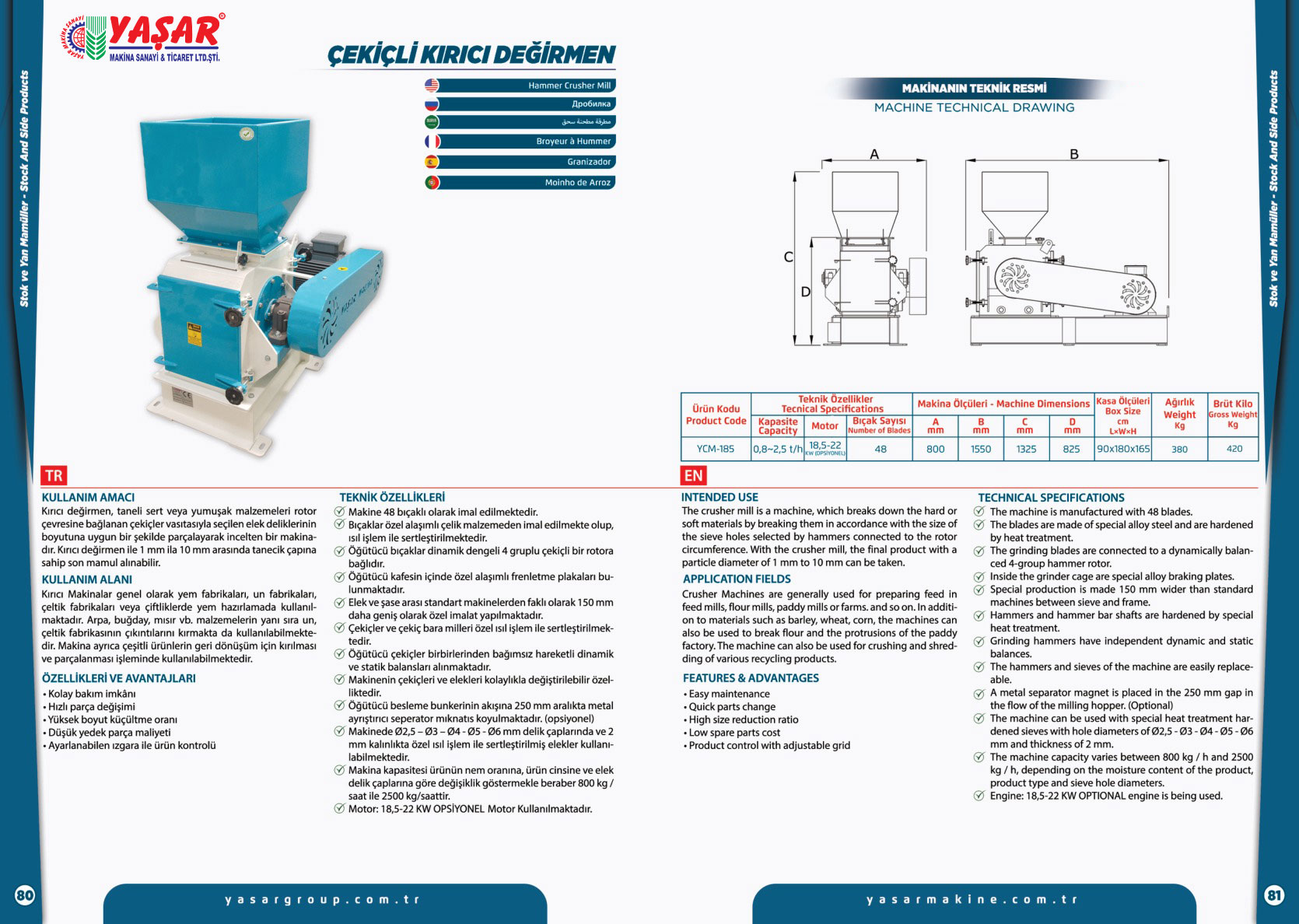Çekiçli Kırıcı Değirmen katalog sayfası