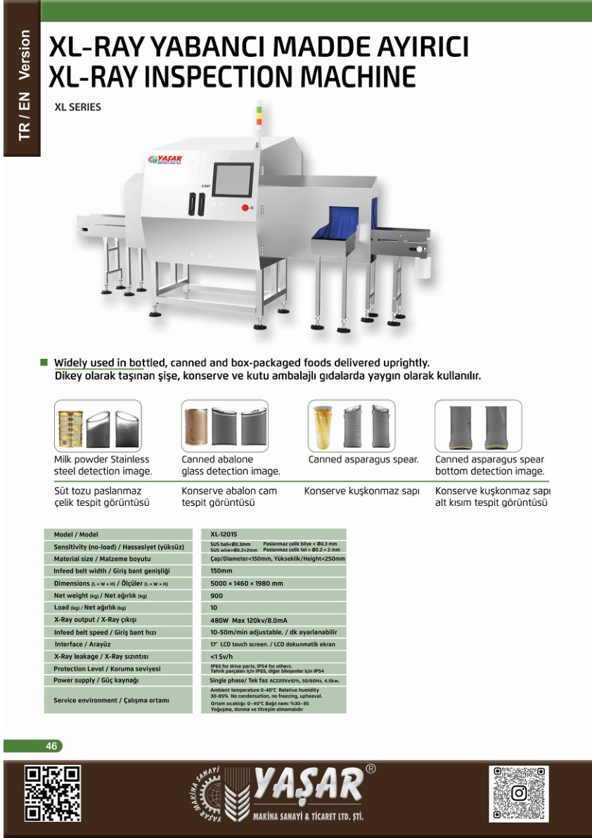XL-Ray Yabancı Madde Ayırıcı katalog sayfası